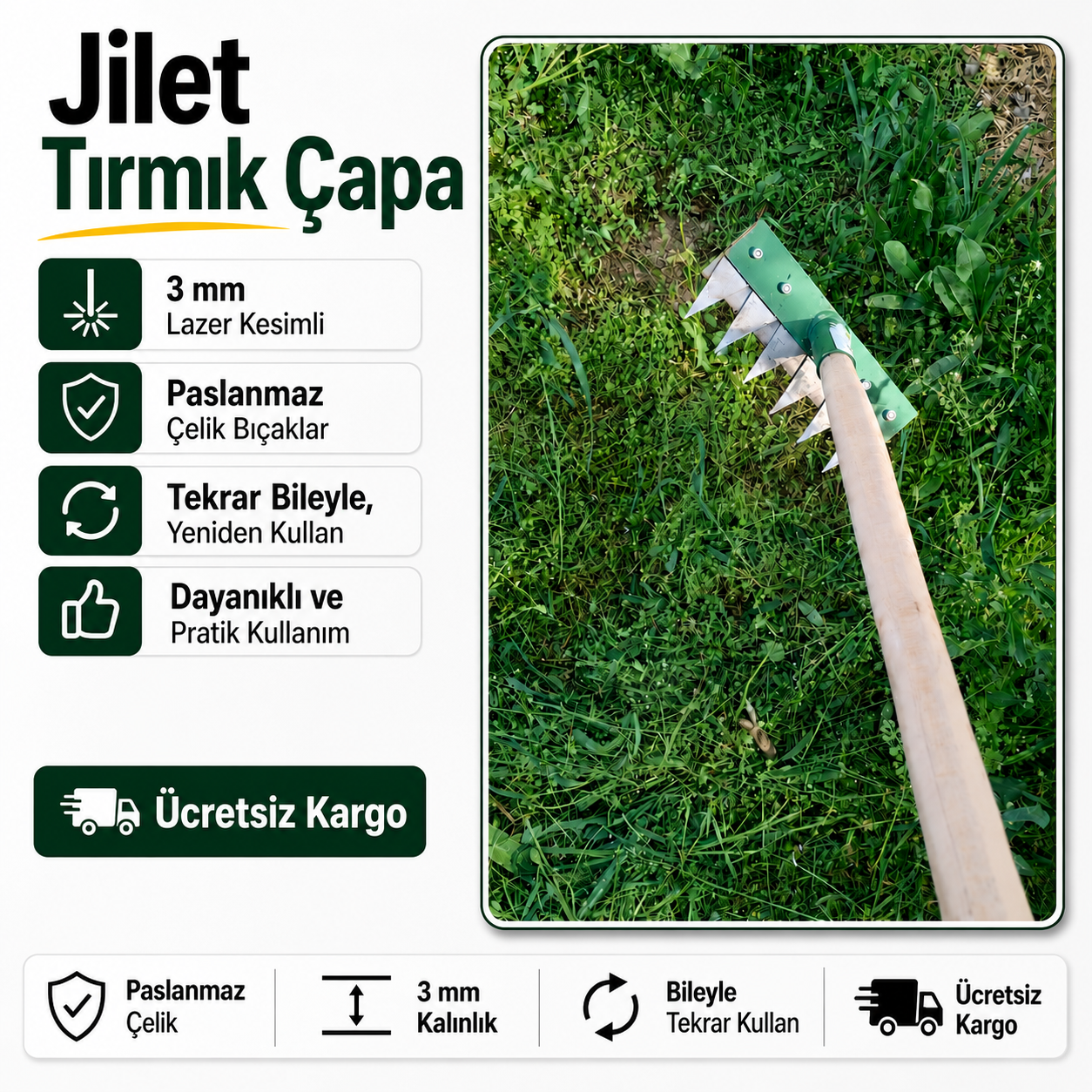 Jilet-tırmık çapa👍ÜCRETSİZ KARGO 👍KDV DAHİL💯 🧿👍 paslanmaz çelik -