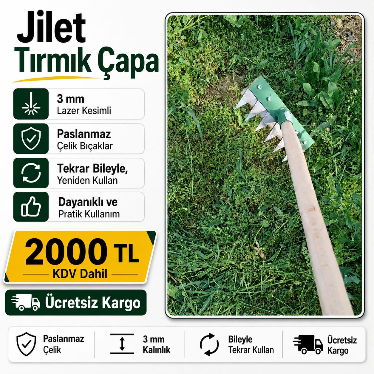Jilet-tırmık çapa👍ÜCRETSİZ KARGO 👍KDV DAHİL💯 🧿👍 paslanmaz çelik -